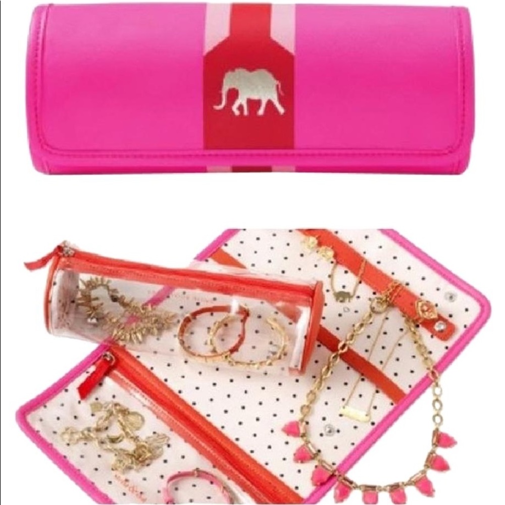Stella& Dot Roll With It Jewelry Roll Elephant